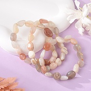 Natural Multi-Moonstone Stretch Beaded Bracelets, Tumbled Stone, Nuggets, 1-7/8 inch~2-1/8 inch(4.8~5.5cm), Beads: 6~15x6~11x3~11mm(BJEW-K213-C14)