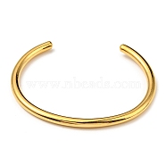 Ion Plating(IP) 304 Stainless Steel Simple Thin Cuff Bangles, Real 18K Gold Plated, Inner Diameter: 1-7/8x2-1/4 inch(4.8x5.7cm)(X-BJEW-P296-02G)