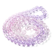 Baking Painted Transparent Glass Beads, Gradient Color, Segmented Multi-color Beads, Round, Thistle, 10mm, Hole: 1.5mm, about 85pcs/strand, 30.63''~30.91''(77.8~78.5cm)(DGLA-M001-10mm-04)
