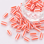 Glass Bugle Beads, Opaque Colours Seep, Round Hole, Red, 8~10x4mm, Hole: 1.8mm, about 1800pcs/pound(SEED-S055-A-001)