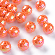 Opaque Acrylic Beads, AB Color Plated, Round, Coral, 16x15mm, Hole: 2.8mm, about 220pcs/500g(MACR-S370-D16mm-A11)