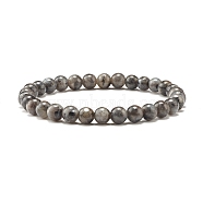 Natural Larvikite Round Beads Stretch Bracelet, Reiki Bracelet for Women, Inner Diameter: 2-1/8~2-1/4 inch(5.4~5.7cm), Beads: 6.4~6.8mm(BJEW-JB07209-03)
