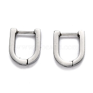 304 Stainless Steel Huggie Hoop Earrings, U Shape, Stainless Steel Color, 13x11x3mm, Pin: 1mm(STAS-H156-12B-P)