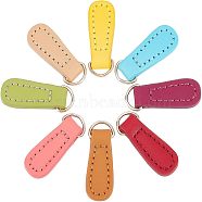 CHGCRAFT 8Pcs 8 Colors Cattlehide Zipper Heads, Leather Zipper Pullers, for Boot, Jacket, Luggage Bags, Handbags, Purse, Jacket Repairing, Mixed Color, 4x1.4cm, Hole: 10mm, 1pc/color(FIND-CA0005-17)