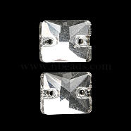 Glass Connector Charms, Faceted, Rectangle Links, Clear, 10x8x3mm, Hole: 0.9mm(GLAA-A006-09A)