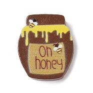 Bee Theme Printed Wood Beads, Honey Jar, Coconut Brown, 23x19.5x8mm, Hole: 3mm(WOOD-M010-04A)