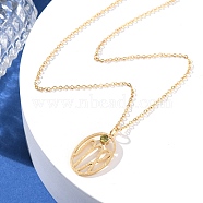 304 Stainless Steel Cubic Zirconia Twelve Constellations Runes Pendant Cable Chain Necklaces for Women, Real 18K Gold Plated, Virgo, 17.83 inch(45.3cm)(NJEW-B121-02G-06)