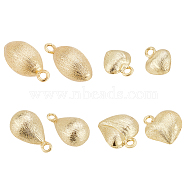 BENECREAT 8Pcs 4 Style Brass Pendants, Oval & Heart & Teardrop, Real 18K Gold Plated, 2pcs/style(KK-BC0004-53)