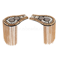 Fashion Shoulder Epaulettes, with Iron Chains and Plastic, Felt Cloth, Light Gold, 187x90x8mm(AJEW-WH0237-01)