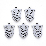 304 Stainless Steel Pendants, Laser Cut, Owl, Stainless Steel Color, 16x11x1mm, Hole: 1.2mm(X-STAS-N092-27)