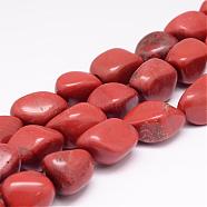 Natural Red Jasper Bead Strands, Tumbled Stone, Nuggets, 18~25x16~18x12~16mm, Hole: 1.5mm, about 22~25pcs/strand, 15.75 inch(G-K153-D25)