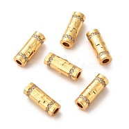 Brass Micro Pave Clear Cubic Zirconia Tube Beads, Long-Lasting Plated, Cross Pattern, Real 18K Gold Plated, 18.5x7mm, Hole: 3.5mm(ZIRC-P086-03G)