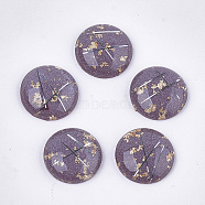 Resin Cabochons, with Gold/Silver Foil and Gold/Silver Thread, Dome/Half Round, Purple, 16x5mm(X-CRES-S362-002A-02)