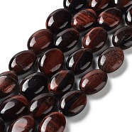 Natural Red Tiger Eye Beads Strands, Dyed, Flat Oval, 17.5~18x12.5~13x6mm, Hole: 1.2mm, about 22pcs/strand, 15.55''(39.5cm)(G-L164-A-27)