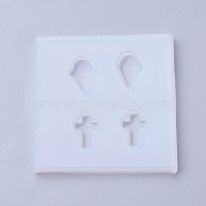 Food Grade Silicone Molds, Resin Casting Molds, For UV Resin, Epoxy Resin Jewelry Making, Square with Ice Cream and Cross, White, 48x48x5mm, Inner Diameter: 11~14x9~10mm(DIY-WH0143-44)