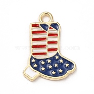American Flag Style Alloy Enamel Pendants, Cadmium Free & Nickel Free & Lead Free, Golden, Boots Charms, Colorful, 19x14x1.5mm, Hole: 1.8mm(ENAM-M046-08G)