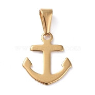 304 Stainless Steel Pendants, Anchor, Golden, 18x16x1mm, Hole: 8x3mm(STAS-I127-060G)