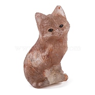 Natural Strawberry Quartz Carved Fox Figurines Statues for Home Office Desktop Feng Shui Ornament, 38x24~25x59~60mm(G-Q172-14F)