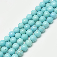 Synthetic Turquoise Beads Strands, Dyed, Round, 10mm, Hole: 1mm, about 40pcs/strand, 15.7 inch(G-S300-109-10mm)