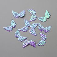 Non-Woven Fabric Ornament Accessories, Iridescent Embossed Angel Wing, Lilac, 22x35x0.7mm(DIY-WH0043-30D)