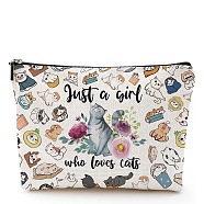 Cotton and Linen Makeup Storage Bag, Multi-functional Travel Toilet Bag, Clutch Bag with Zipper for Women, Cat Shape, 18x25cm(PW-WG98462-07)