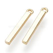 Brass Pendants, Nickel Free, Real 18K Gold Plated, Cuboid, Golden, 17x1.5x1.5mm, Hole: 1mm(KK-S331-12-17mm)