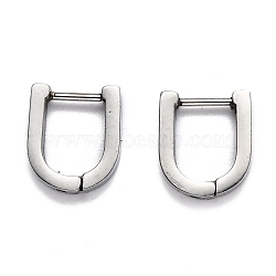 304 Stainless Steel Huggie Hoop Earrings, U Shape, Stainless Steel Color, 13x11x3mm, Pin: 1mm(STAS-H156-12B-P)