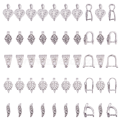 Brass Pinch Bails, Ice Pick Pinch Bails for Pendant Making, Platinum & Silver, 6.8x5.2x1.1cm(KK-PH0001-19)