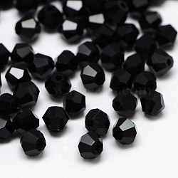 Imitation 5301 Bicone Beads, Transparent Glass Faceted Beads, Black, 3x2.5mm, Hole: 1mm, about 720pcs/bag(GLAA-F026-B20)