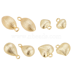BENECREAT 8Pcs 4 Style Brass Pendants, Oval & Heart & Teardrop, Real 18K Gold Plated, 2pcs/style(KK-BC0004-53)