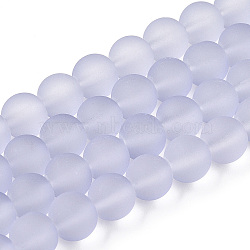 Lilac Frosted Round Transparent Glass Bead Strands, 8mm, Hole: 1.3~1.6mm, about 99pcs/strand, 31.4 inch(X-GLAA-S031-8mm-25)