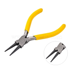 Jewelry Pliers, #50 Steel(High Carbon Steel) Round Nose Pliers, Yellow, Gunmetal, 125x55mm(TOOL-D029-16)