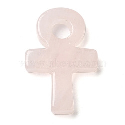 Natural Rose Quartz Pendants, Ankh Cross Charms, 29.5~30x20x5~5.5mm, Hole: 5mm(G-R492-03B)