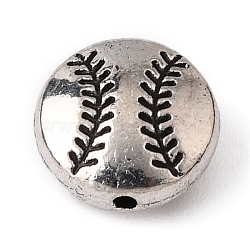 Zinc Alloy Beads, Baseball, Antique Silver, 10x4.5mm, Hole: 1mm(FIND-WH0105-68AS)