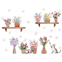 PVC Wall Stickers, Wall Decoration, Flower Pattern, 245x760mm(DIY-WH0228-617)