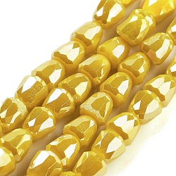 Electroplate Glass Beads Strands, Faceted, Bell, Gold, 4x3.5~4mm, Hole: 1mm, about 98pcs/strand, 13.70''(34.8cm)(EGLA-D030-P4mm-B01)