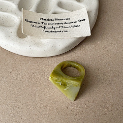 Resin Finger Rings for Women, Triangle, Yellow Green, US Size 7 1/4(17.5mm)(FS-WG96F9A-03)