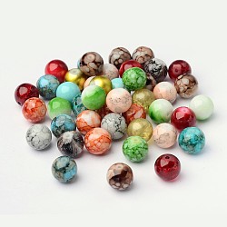 Mixed Style & Mixed Color Round Spray Painted Glass Beads, 12mm, Hole: 1.5mm, about 100pcs/bag(DGLA-X0003-12mm)