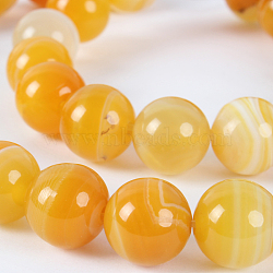 Natural Gemstone Agate Round Bead Strands, Dyed, Dark Orange, 10mm, Hole: 1mm, about 38pcs/strand, 14.96 inch(G-E234-13)