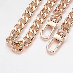 Bag Strap Chains, Iron Curb Link Chains, with Swivel Lobster Claw Clasps, Golden, 160x1cm(IFIN-WH0002-01B-G)