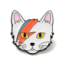 Enamel Pins, Zinc Alloy Brooches for Backpack Clothes, Cat, White, 28.5mm(JEWB-S025-01D)