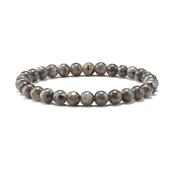 Natural Larvikite Round Beads Stretch Bracelet, Reiki Bracelet for Women, Inner Diameter: 2-1/8~2-1/4 inch(5.4~5.7cm), Beads: 6.4~6.8mm