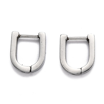 304 Stainless Steel Huggie Hoop Earrings, U Shape, Stainless Steel Color, 13x11x3mm, Pin: 1mm