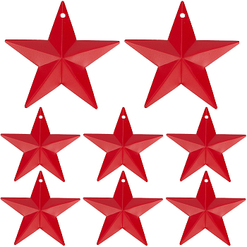 Iron Pendants, Star Charm, Red, 60x61.5x5.5mm, Hole: 1mm, 30pcs/box