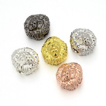 Alloy Lion Head Beads, Mixed Color, 12x13x9mm, Hole: 3mm