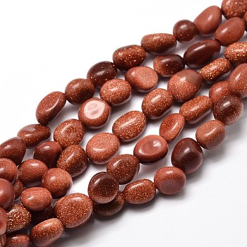 Synthetic Goldstone Beads Strands, Tumbled Stone, Nuggets, 5~10x6~7x3~7mm, hole: 1mm, about 14.9 inch~15.7 inch