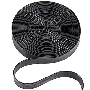 Flat Imitation Leather Cord, Garment Accessories, Black, 15x1mm, about 5.47 Yards(5m)/Bundle