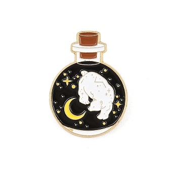Cosmic Enamel Pins, Alloy Lapel Pin Backs for Backpack Clothes, Golden, Bear, 31x23mm
