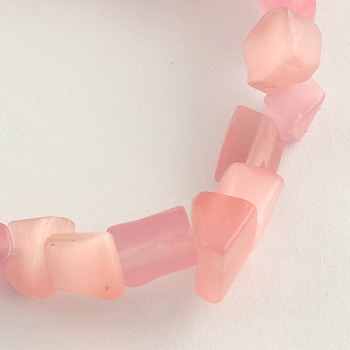 Cat Eye Glass Bead Strands, Chip, Pink, 3~6x3~5x2~4mm, Hole: 1mm, about 512pcs/strand, 32.6 inch