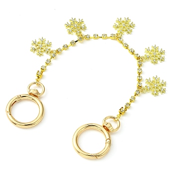 Purse Chain Strap, Brass Rhinestone Cup Chain with Alloy Spring Gate Rings, Snowflake, 25x0.35~2.4cm